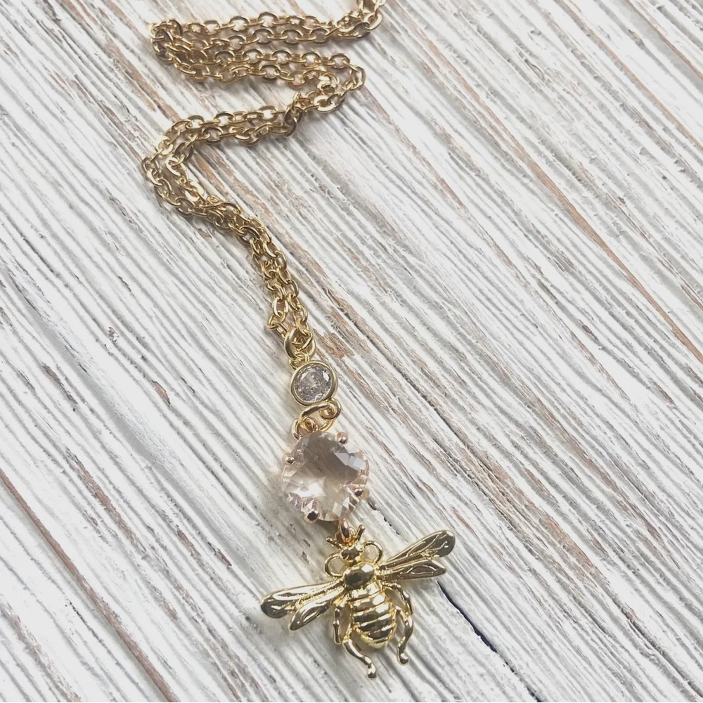 Gold Bee Pendant Necklace
